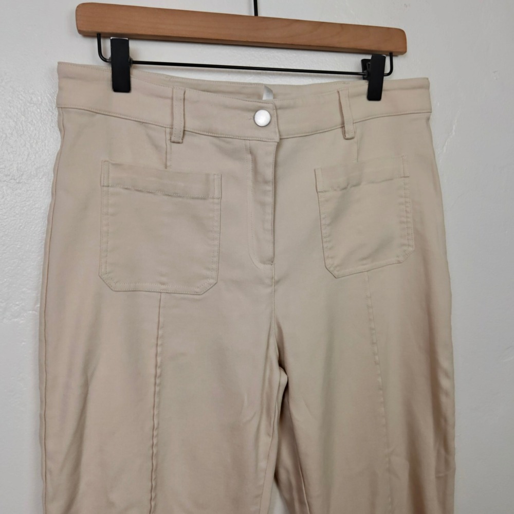 Halara Womens Pants Large Beige High Waisted Seam Front Patch Pocket Stretchy - Picture 3 of 8